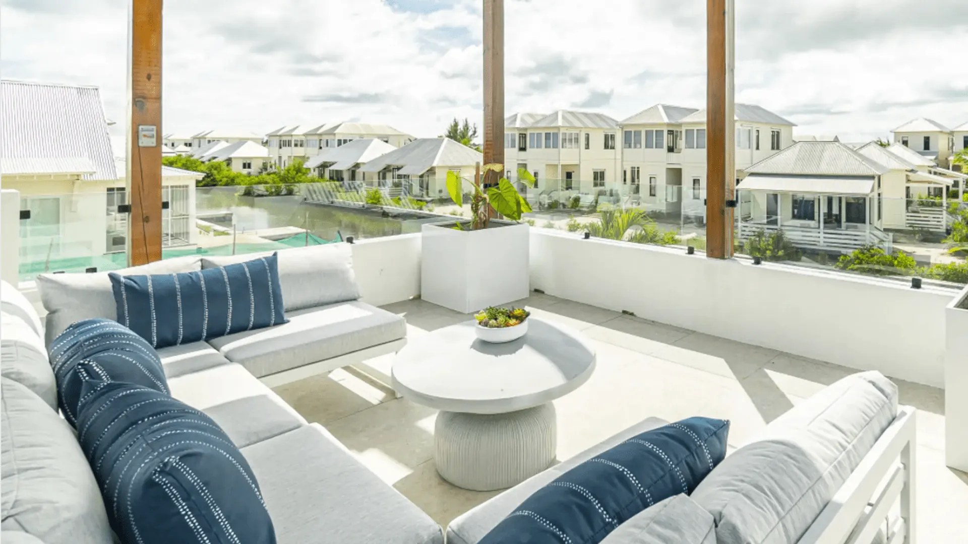 Rooftop deck overlooking Mahogany Bay Village, Ambergris Caye