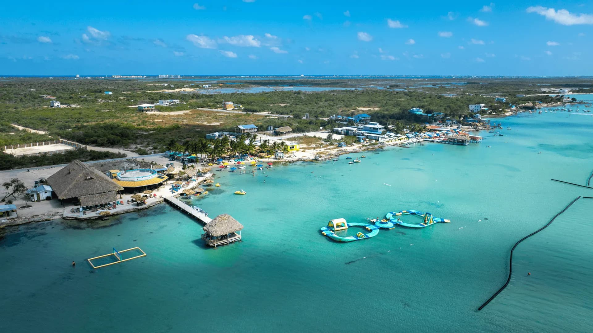 Aerial view of Secret Beach on Ambergris Caye, Belize