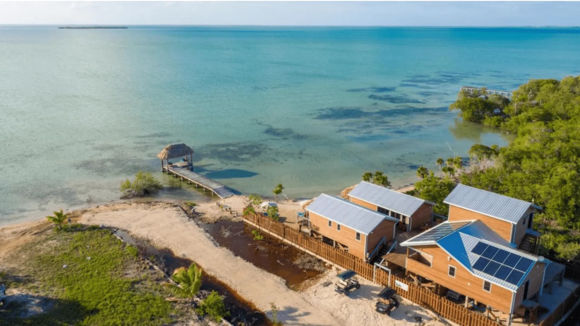 Sunset over the water at Secret Beach, Ambergris Caye