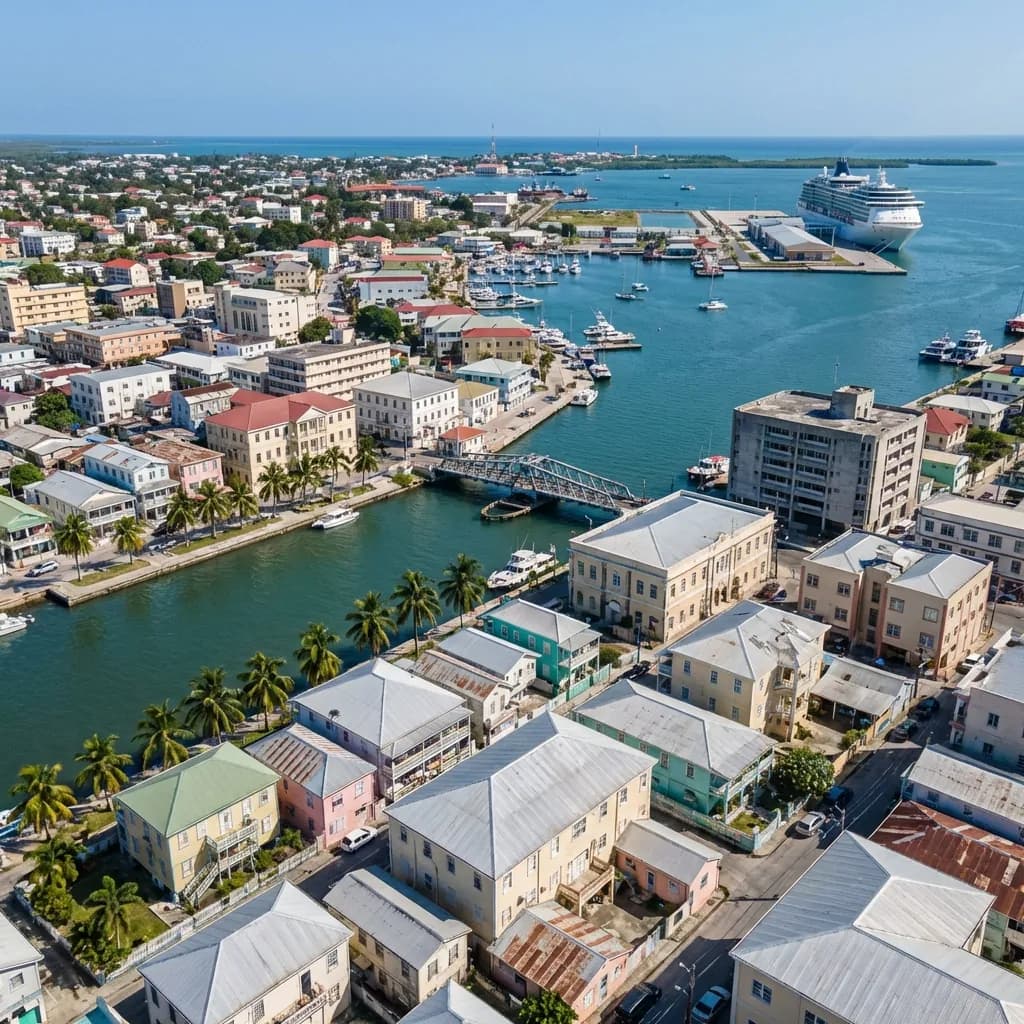 Belize City waterfront and commercial district, Belize